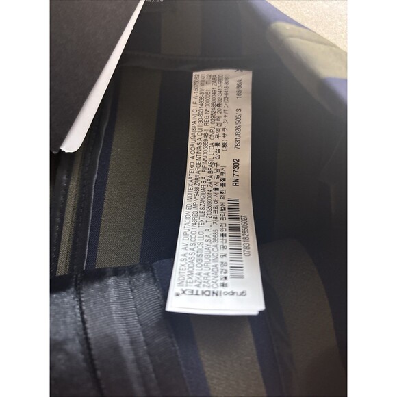 ZARA Med Navy/Olive Stripe Whimsigoth Zip Front Pencil Sheath Skirt High Waist - Picture 8 of 9